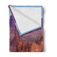 thumbnail image 2 of Canyon Soft Flannel Fleece Blanket, View of Deep Canyon with Different Scaled Length Red Rocks Discovery Artwork Theme, Cozy Plush for Indoor and Outdoor Use, 50" x 70", Brown Blue, by Ambesonne, 2 of 5