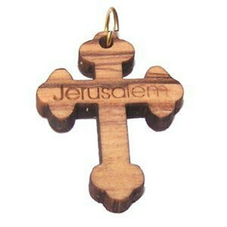 Bannouras Olive Wood - Budded Olive wood Cross Laser pendant (8cm or 3.15