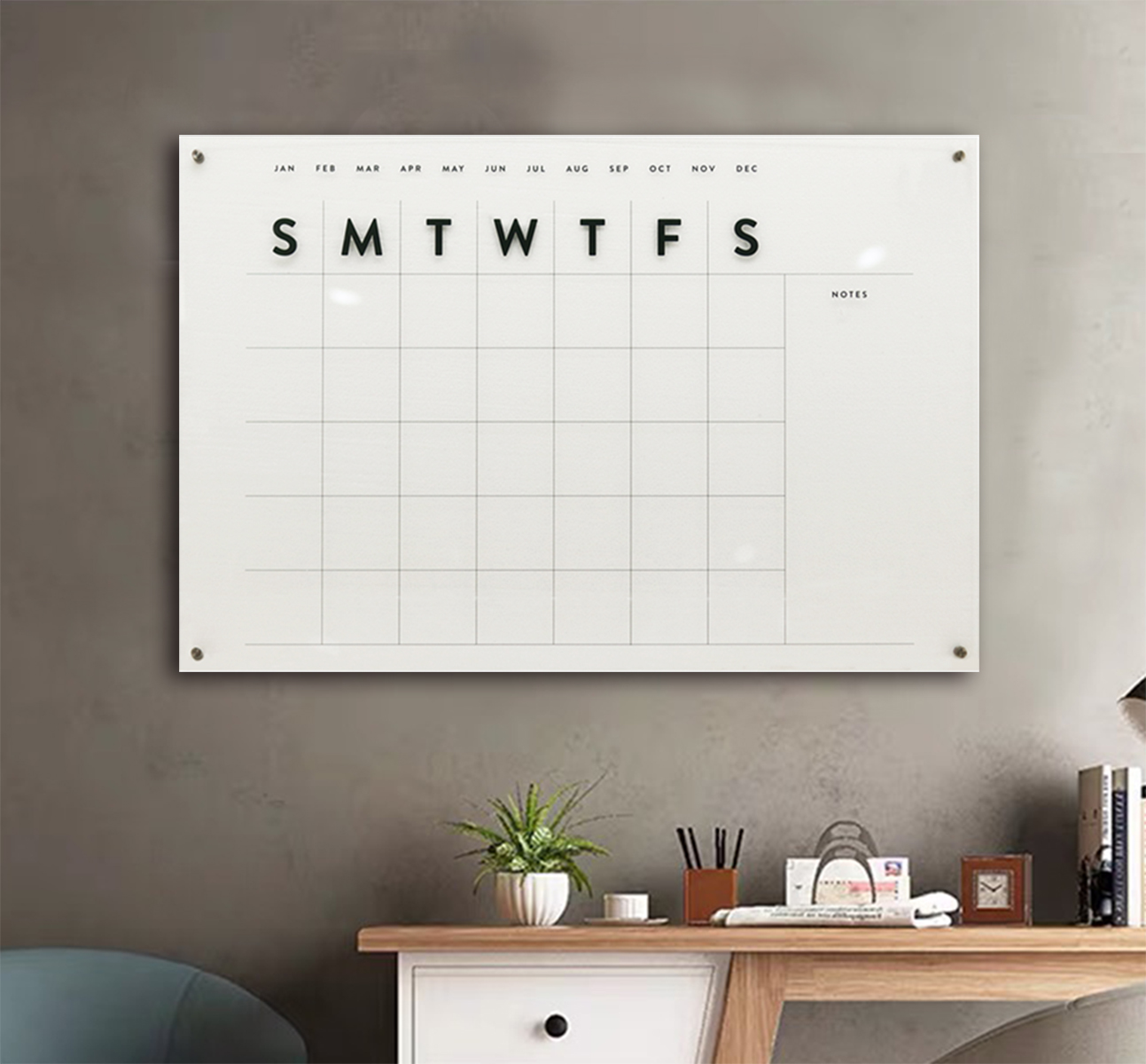 Parisloft Large Reusable Arylic Wall Calendar, Clear Acrylic Monthly 