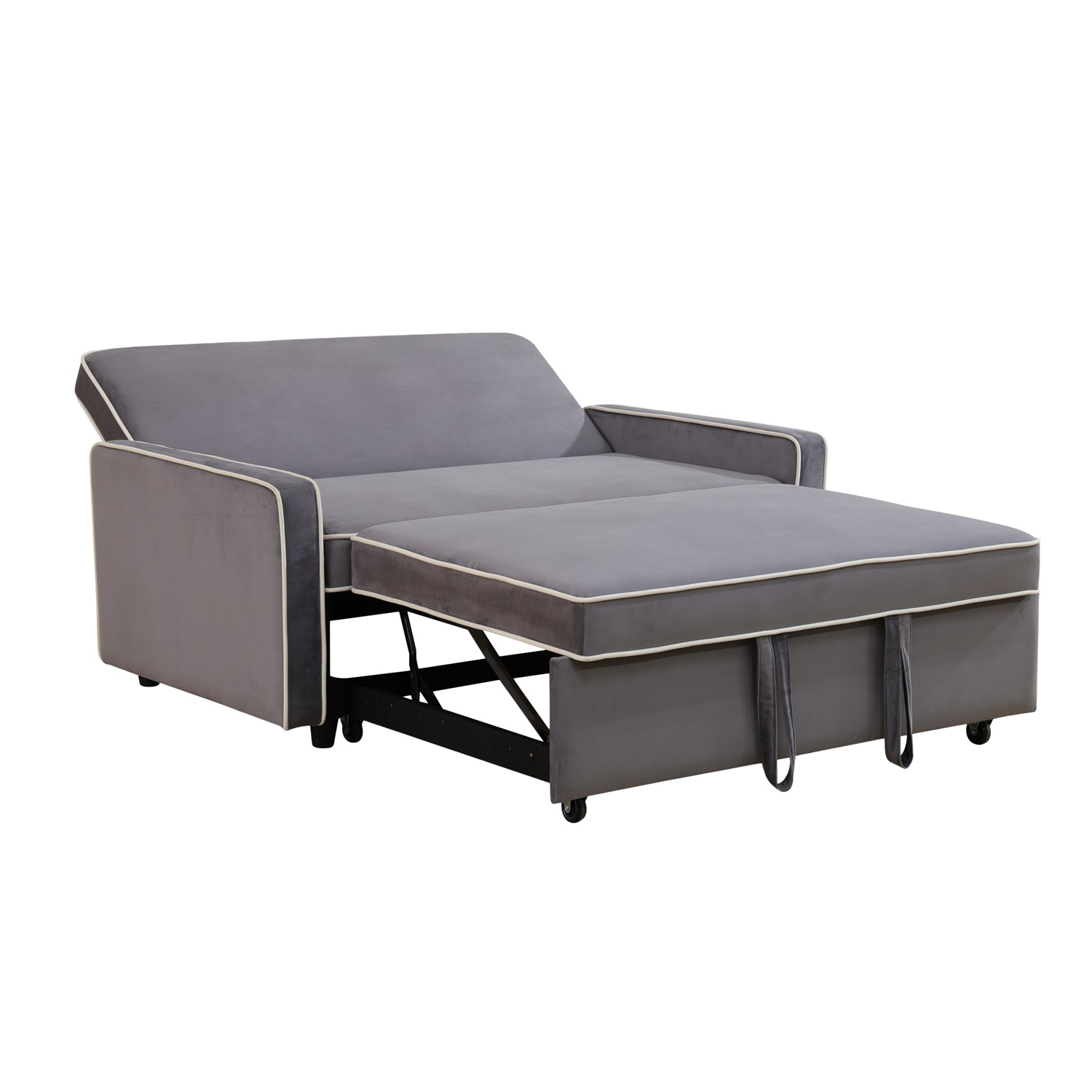 Hommoo Sofa,Modern Flannel 1-Piece Living Room Sofabed,Home Furniture Sofabed with Armrest,Light Gray