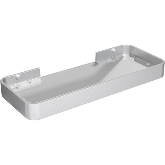 Danpoo Small Floating Shelf Bathroom Wall Shelf, 12" Tempered Glass Shelf Wall Mounted(Matte Silver)