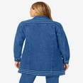 thumbnail image 3 of Jessica London Women‘s Plus Size Long Denim Jacket Oversized Jean Jacket - 18 W  Medium Stonewash, 3 of 6