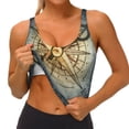 thumbnail image 3 of Hirioo Vintage Compass for Women's Sports Vest with Full-Print Design, Stretchy Fabric and Removable Pads-X-Large, 3 of 8