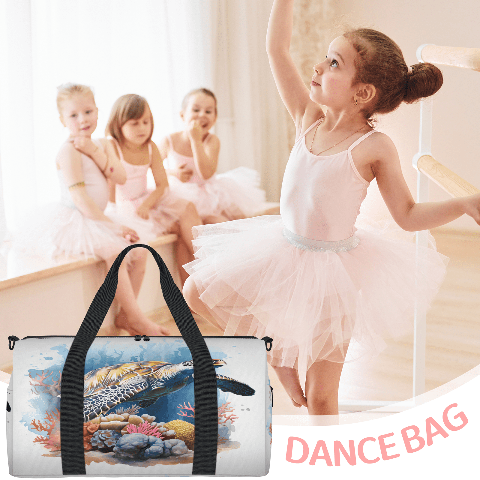 Herdesigns Sea Turtles Gym Bag for Women, Duffle Bag for Travel Sport, Lightweight Waterproof Carry on Weekender Overnight Dance Yoga Workout Bags