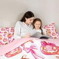 thumbnail image 4 of Manfei Pink Ribbon Pumpkin Twin Comforter Sets for Girls, Halloween Watercolor Bowknot Bedding Set, Pink Reversible, 2-Piece, 1 Comforter and 1 Pillowcase, 4 of 6