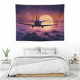thumbnail image 3 of GOSMITH Airplane Tapestry, Plane Silhouette in Dreamy Sunset Sky Vacation Holiday Travel Theme, Wall Hanging for Bedroom Living Room Dorm, 40x30 Inch, Royal Blue Pink Black, 3 of 7