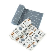 Modern Moments by Gerber Baby & Toddler Boys XL Ultra Soft Swaddle Blankets, 2-Pack, Outdoor Blue