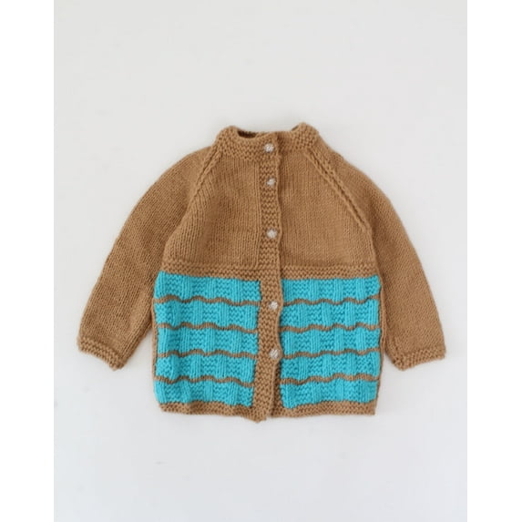 Woonie Handmade Full Sleeves Dual Colour Sweater-Brown & Blue