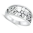 thumbnail image 4 of Flower Swirl Daisy Heart Nature Ring .925 Sterling Silver Band Jewelry Female Male Unisex Size 10, 4 of 4