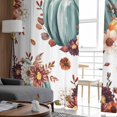 thumbnail image 5 of Green Orange Pumpkins Fall Sheer Curtains 63 Inch Length 2 Panels Set, Semi Transparent Voile Rod Pocket Curtains for Living Dining Room Bedroom Drapes Botanical Thanksgiving, 5 of 8