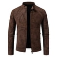 thumbnail image 5 of Men's Faux Leather Moto Jacket with Stand Collar, Metal Zipper, Casual Outerwear for Outdoor Wear, Slim Fit Short Coat, 5 of 17