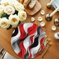 thumbnail image 2 of Red Black Grey Round 15 Inch Placemats Set of 8, Moire Modern Artwork Abstract HeatResistant Non Slip Place Mats for Dining Table, Wipeable Braided Kitchen Table Mats for Housewarming, 2 of 9