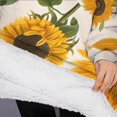 thumbnail image 3 of Oversized Wearable Blanket Hoodie,White Sunflower Seed Leaf Pattern Sherpa Blanket Hoodie with Super Pockets,Super Warm Fuzzy Pullover for Women & Men, 3 of 6