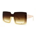 thumbnail image 2 of Womens Bottom Half Rim Trim Shield Mod Rectangle Fashion Sunglasses Peach Brown, 2 of 4