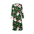 thumbnail image 6 of Christmas Dresses for Women Women's Fashion Dress Spring V-neck Long Sleeve Dress with Christmas Print for Holiday Party,Dark Green,L, 6 of 6