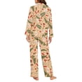 thumbnail image 6 of DISNIMO Mushroom Leaf Print Women Pajama Sets Long Sleeve Sleepwear with Long Pants 2 Piece Lounge Set with Pockets Button Down Loungewear Nightwear, L, 6 of 7