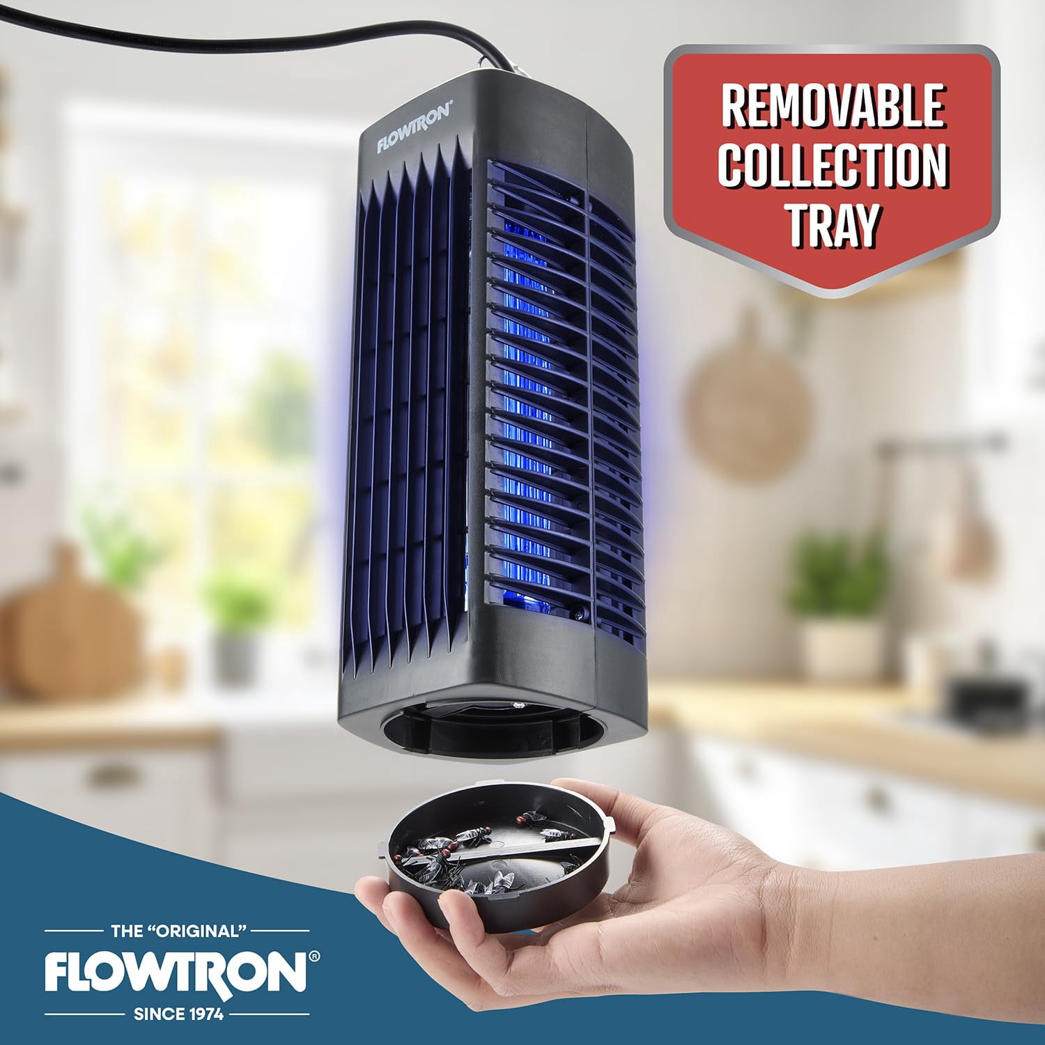 Flowtron Indoor Bug Zapper 1000V UV Light Mosquito & Fly Trap Plug-In for Home 215 Sq Ft - Black