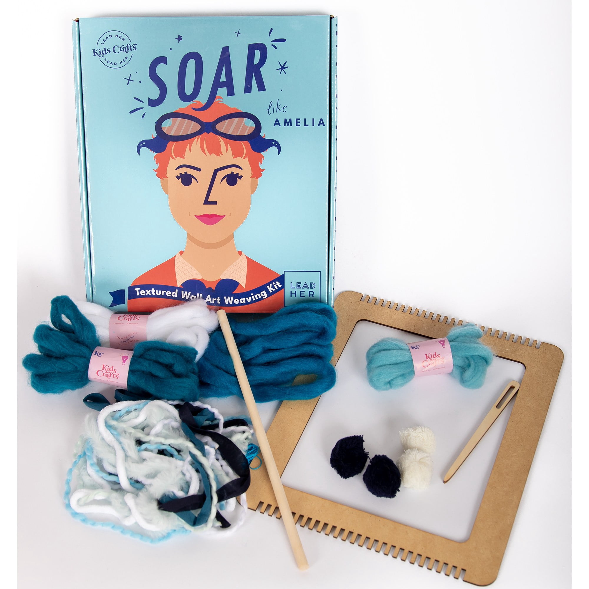 SOAR Like Amelia Earhart - Textured Wall Art Weaving DIY Loom Kit -  Kids Girls Ages 7+