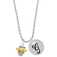 thumbnail image 1 of Delight Jewelry Silvertone Crystal Yellow Spinner Silvertone Script Initial Disc - G - Charm Necklace, 20"+3", 1 of 4