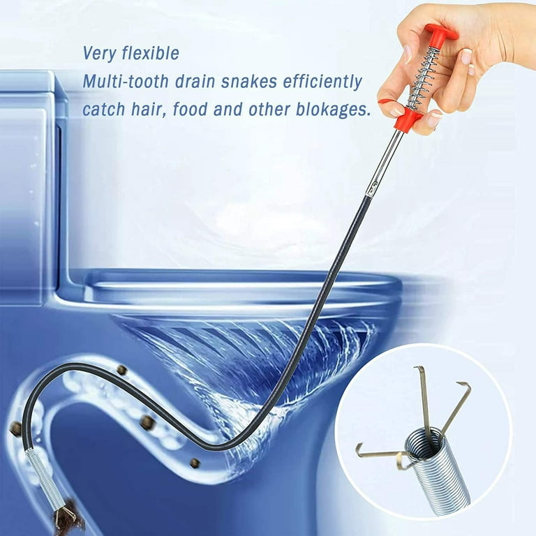 4 in 1 Drain Clog Remover Tool, Drain Hair Clog Remover Tool,Drain Sink Cleaner  Tool, Drain Auger Hair Catcher for Bathroom Bathtub Kitchen Sink Toilet  Clogged Drain Cleaning 