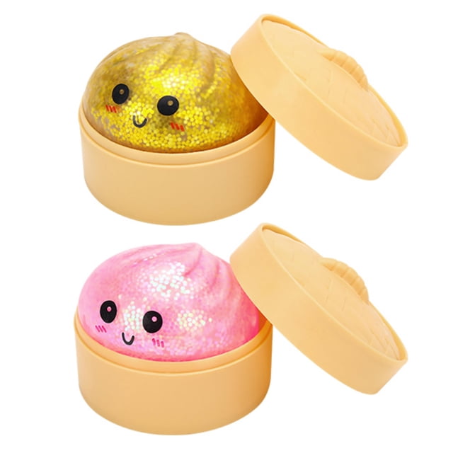 MINPO Set de 2 juguetes antiestrés squishy de dumpling con glitter de 2,1"