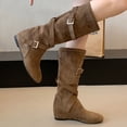 thumbnail image 4 of Fnooota Women's Knee High Boots, Non Slip Round Toe Casual PU Fall Winter Shoes Brown Size 6, 4 of 4