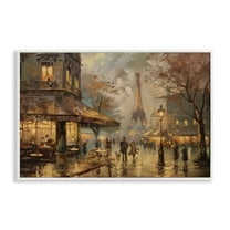 Stupell Industries Parisian Fall Townscape Scenic & Cityscapes Painting White Framed Art Print Wall Art, 24 x 16