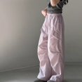 thumbnail image 1 of TIREOW Girls Cargo Pants Elastic Waist Wide Leg Drawstring Cargo Sweatpants Baggy Casual Cargo Jogger Trousers with Multi-Pockets, 1 of 1