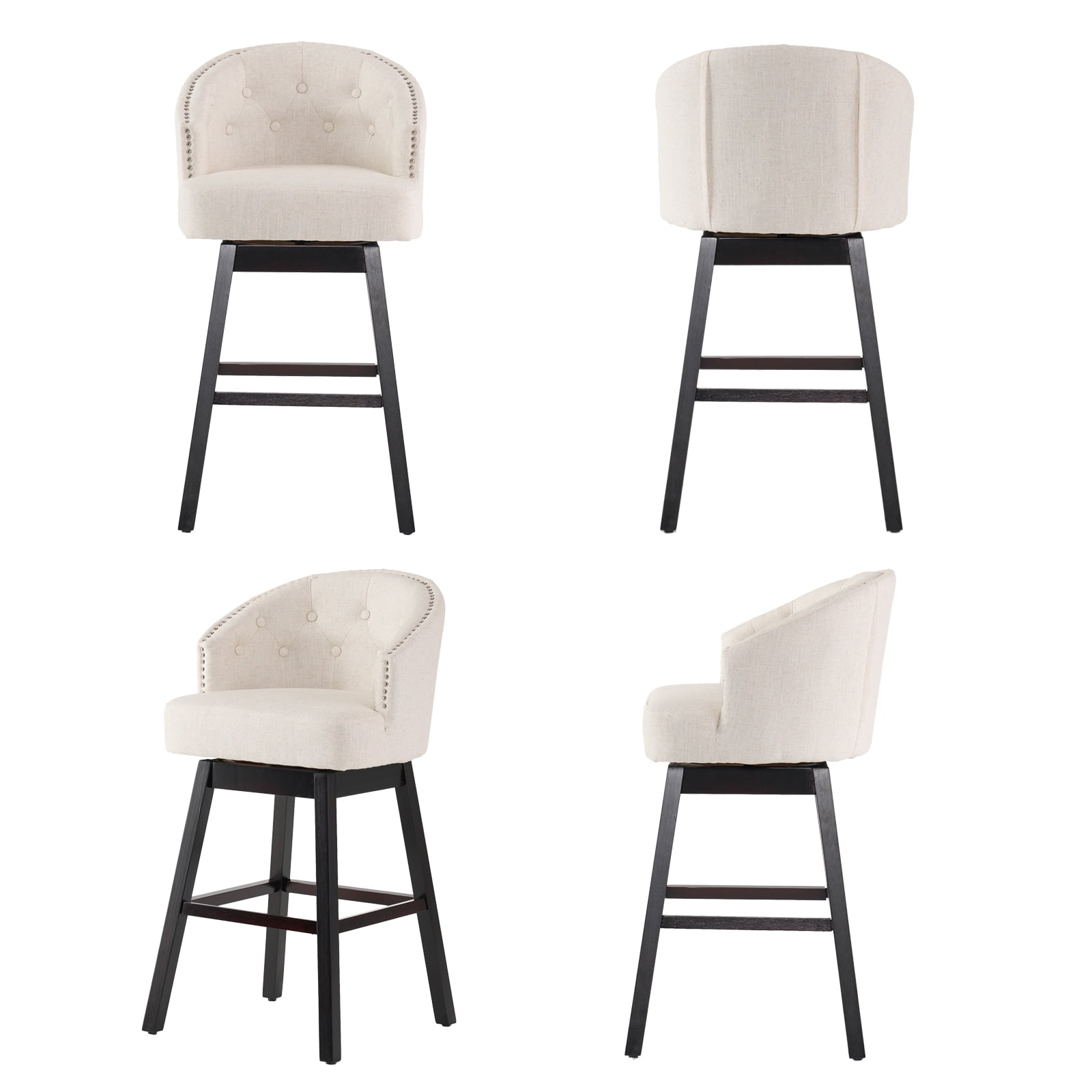 Kadyn Studio Bar Stool Set of 2, Modern Fabric Bar Stool with Wood Legs, Upholstered Fabric Barstool for Bar, Kitchen, Beige Kadyn Studio Bar Stool Set of 2, Modern Fabric Bar Stool with Wood Legs, Upholstered Fabric Barstool for Bar, Kitchen, Beige