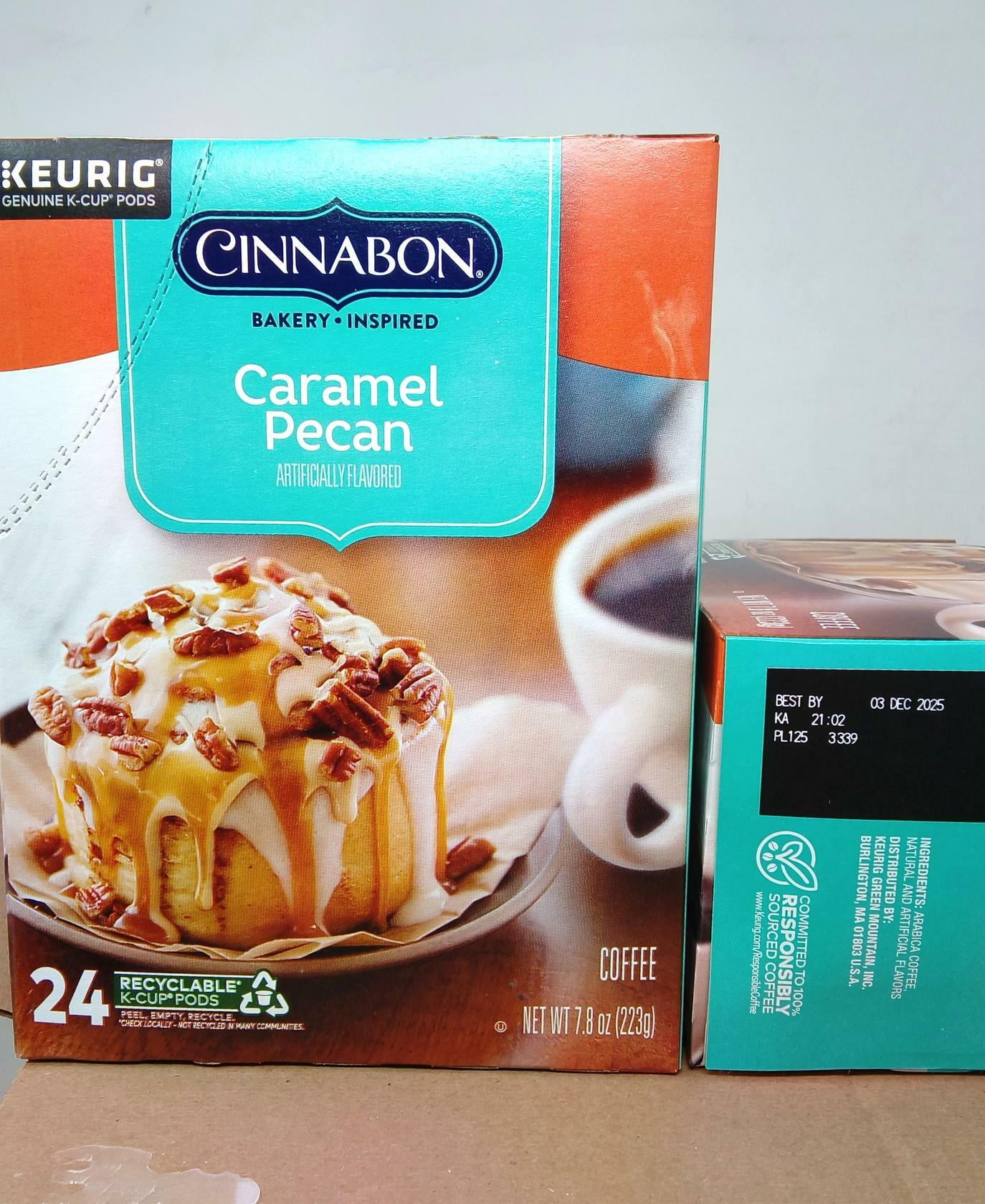 Cinnabon Caramel Pecan Light Roast Coffee Keurig K-Cup Pods, 96 ct, BB 12/25