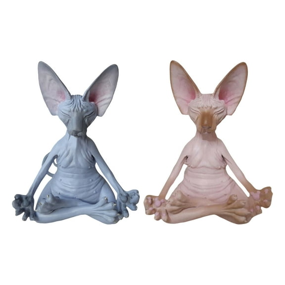 Hairless Cat Meditation Ornament, Yoga-Inspired Tabletop Decor, Zen Home Accent, Mindful Living Decoration