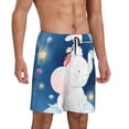 thumbnail image 2 of Kdxio Cute Little Bunny Elephant Painting A Planet Print Mens Sleep Shorts Bottoms Soft Comfy Pajama Wear Pants with Drawstring Pockets, 2 of 7