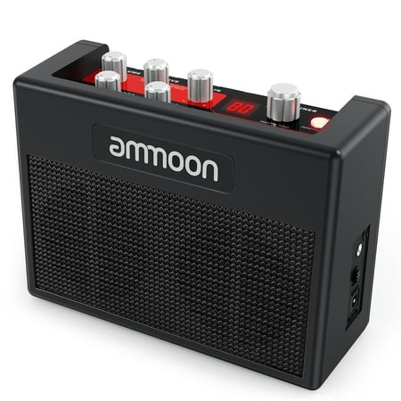ammoon POCKAMP Portable Guitar Amplifier Amp 5 Watt Built-in Multi-effects 80 Drum Rhythms Support Tuner Tap Tempo Functions with Aux Input Headphone Output, Power adapter