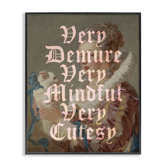 Stupell Industries Victorian Vintage Demure & Mindful Black Framed Giclee Art, 11 x 14, by Lil' Rue