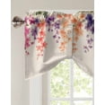 thumbnail image 3 of Tie Up Valance Curtain for Kitchen,Watercolor Pastoral Wildflowers Rod Pocket Short Curtains Adjustable Tie-Up Shade Valances,Floral on Vintage Linen Window Treatment for Bathroom Living Room Bedroom, 3 of 8
