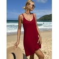 thumbnail image 3 of Oudiya Women's V Neck Sleeveless Nightgown Double Strap Cross Line Sexy Sleepwear, S-XXL, 3 of 6
