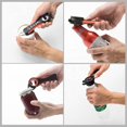 thumbnail image 3 of Abridor de botellas, abridor de latas multifunción 5 en 1, herramientas de cocina multifunción ergonómicas para niños con manos débiles Rojo Verde, 3 of 5