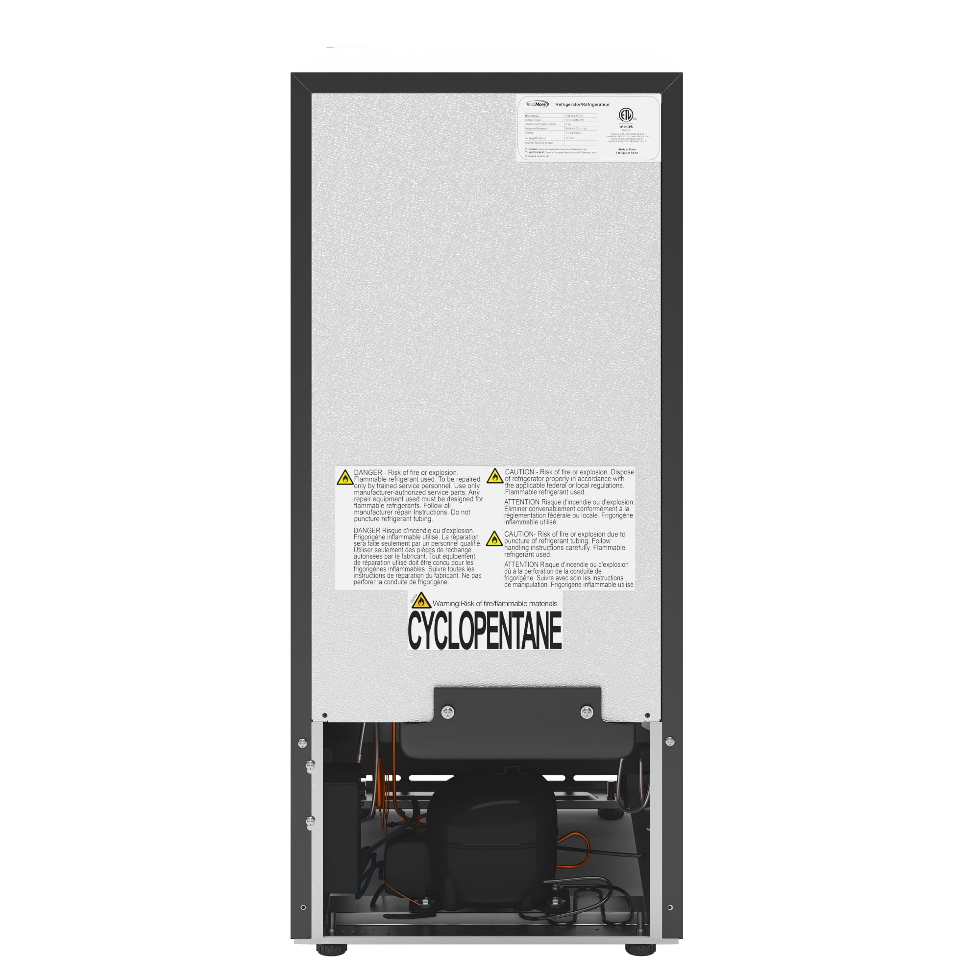 15 in. Small Stainless Steel Built-In Refrigerator and Beverage Cooler, 3 cu. ft. - KM-BIR3C-SS.