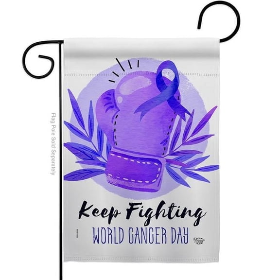 Ornament Collection 13 x 18.5 in. Keep Fighting Garden Flag with Support Awareness Double-Sided Decorative Vertical Flags House Decoration Banner Yard Gift
