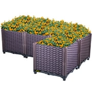 VEVORbrand Raised Plastic Garden Bed, 15×15×14in Square Garden Planter Boxes Flower Bed Box Kit, Set of 4 Raised Garden Bed for in/Outdoor