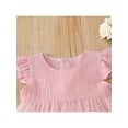 thumbnail image 4 of Qmyliery Baby Girl Sweet Mesh Dress, Short Sleeve Round Neck Pearl Decoration Summer Fall Casual Home A-Lined Midi, 4 of 9
