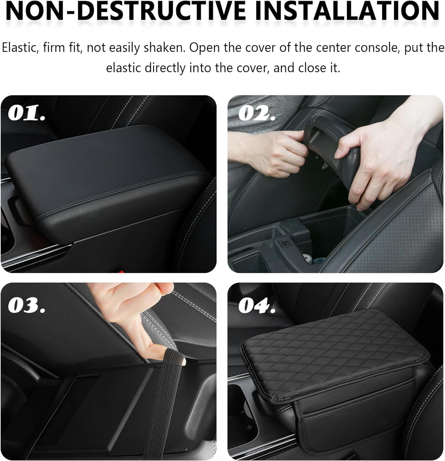 Microfiber Leather Car Armrest Cover Cushion Upgraded Car Center Console Cover with 2 Storage Bags Universal Cars Interior Accessories Cars Armrest Storage Box for Most Vehicles, Gray