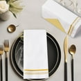 thumbnail image 2 of 200 servilletas desechables de lino para baño, toallas decorativas como tela de invitados, toallas de mano de papel suaves y absorbentes para fiestas, hogar, cena, cocina, boda o eventos (color dorado, 2 of 4