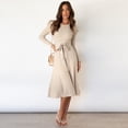 thumbnail image 3 of Autumn and winter women's long sleeve knitted skirt slim long dressCherry Red Size XXL, 3 of 5