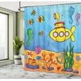 thumbnail image 5 of Ambesonne Yellow Submarine Shower Curtain, Submarine Seahorse, 69"Wx84"L, Marigold and Aqua, 5 of 5
