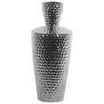 thumbnail image 1 of Engraved Diamond Pattern Ceramic Vase With Trumpet Neck, Large, Silver, 1 of 1