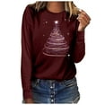thumbnail image 4 of Shining Christmas Tree Graphic Sweatshirt for Women Long Sleeve Merry Christmas Pullover Top Trendy Holiday Tee with Festive Print Cozy Casual Fall and Winter Xmas Shirt, 4 of 5