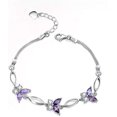 thumbnail image 1 of Pulseras de mariposa moradas de plata de ley S925 para mujeres, pulseras lindas y con dijes, regalo de joyería de aniversario para mujeres y niñas, 1 of 5