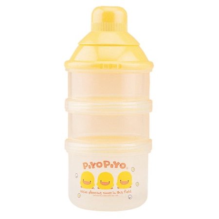Two-Chamber Dispenser and Nipple Case, Piyo Piyo's 2 plus 1 milk powder dispenser features two separate compartments for carrying powdered baby formula By Piyo Piyo
