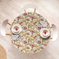 thumbnail image 4 of Ambesonne Victorian Fitted Round Tablecloth, Vintage Vibes Crane Birds, 45"- 56" Diameter, Earth Yellow Green and Pink, 4 of 5